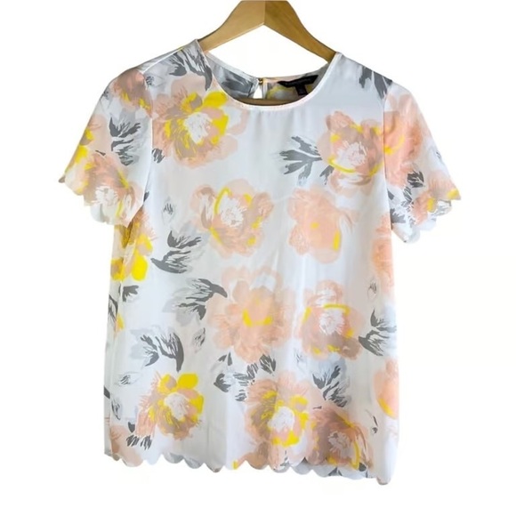 Banana Republic Tops - Banana Republic Floral Blouse - White, Pink, Yellow, Gray